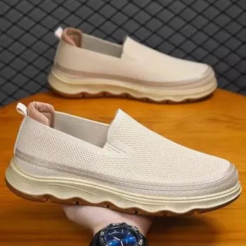 New men s shoes fly-woven one-pedal comfortable casual trend soft-soled large-size men s shoes soft-soled old Beijing cloth shoes 39 чёрный