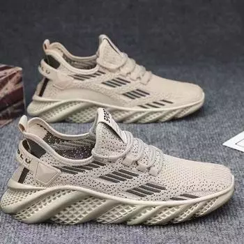 New men s shoes flying woven mesh sports breathable light casual sports running soft sole travel shoes sneakers off white shoes 39 чёрный