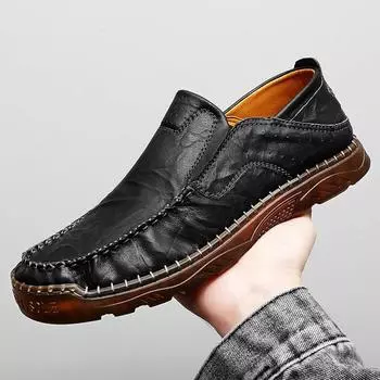 Новые мужские туфли кожаные на мягкой подошве повседневные туфли универсальные одинарные туфли большого размера 38