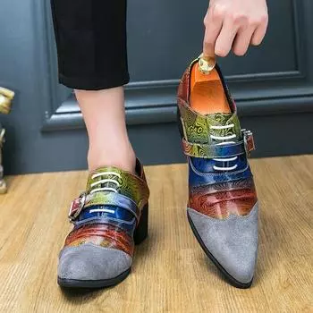 New Men s Shoes Male Pointed Toe Coiffeur Shoes All-match Mens Boots Chelsea Fashion Shoes 2024 Classic High Heels Casual Men 38