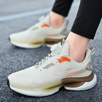 New men s shoes rotating button running shoes popcorn shock absorbing sports shoes breathable casual sports trendy shoes men 39 белый