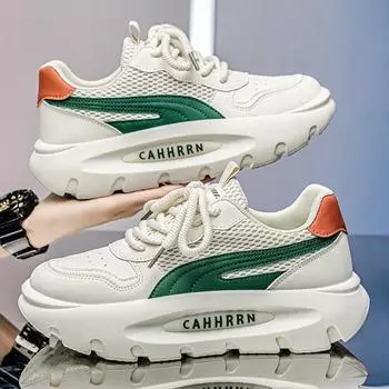 New men s shoes sports shoes summer breathable mesh casual shoes dad shoes platform versatile student shoes Korean version trendy shoes 39