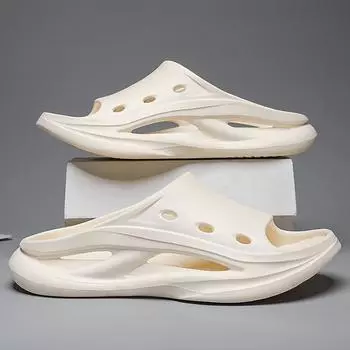 New Men s Slippers Indoor Outdoor Sandals Beach Comfortable Soft Slide Clogs Casual Shoes Men Women Home Slippers Big Size 46 47 36-37 чёрный