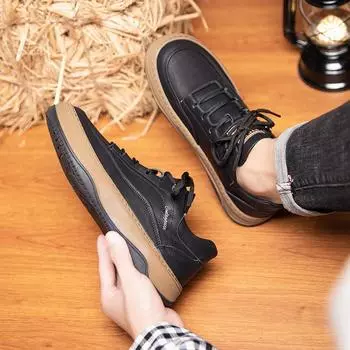 New Men s Sneakers Shoes 2024 Leather Sports Mens Casual Thickening Shoes Wear-Resistant Outdoor Walking Shoes for Autumn Winter 38