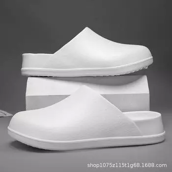 New men s solid color hole shoes platform non-slip wear-resistant fashion simple outdoor beach bag head slippers 36-37 белый