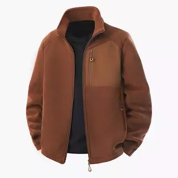 New Men s Stand-up Collar Thickened Fleece Jacket with Velvet Warmth and Windproof Fashion M