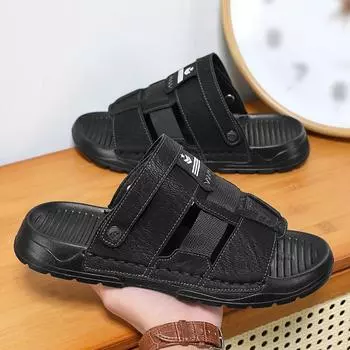 New Men s Summer Sandals Outdoor Non-Slip Casual Shoes Fashion Slip On Walking Snekaers Mocassins Beach Shoes Zapatos De Hombre 38 чёрный