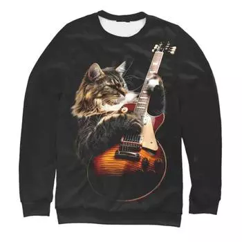 New Men s Sweatshirts Fashion 3D Guitar Cat Printed Long Sleeves For Man Summer Casual Round Neck Tops Oversized Funny T Shirt S