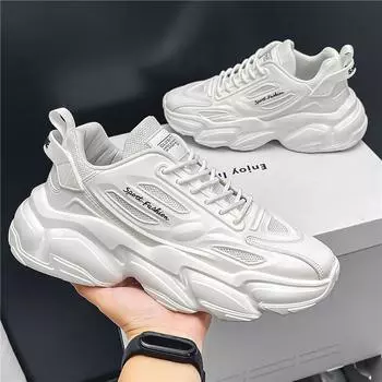 New Men s Thick-soled Sneakers Seasons Breathable Outdoor Running Shoes Students Versatile Casual Sports Shoes Fashion Non-slip 39 чёрный