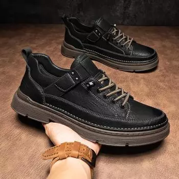 New men s travel casual shoes, casual walking shoes, trendy and versatile sports leather shoes, fashionable work clothes shoes 38 чёрный