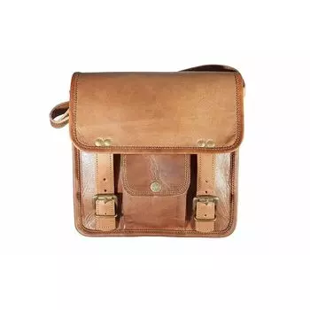 New Men s Vintage Brown Genuine Leather Messenger books Satchel Shoulder Bag 11 x 9 x 3 in