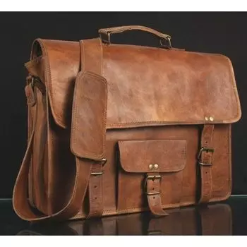 New Men s Vintage Leather Satchel Shoulder Laptop Messenger Briefcase office Bag 16 x 12 x 4 in