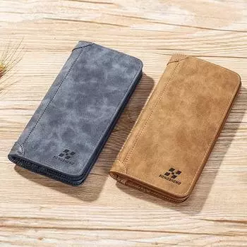 Новый мужской кошелек, длинный кошелек, мужской кошелек в стиле ретро, большой емкости, сумка, роскошный дизайн, мужской кошелек для нескольких карт
