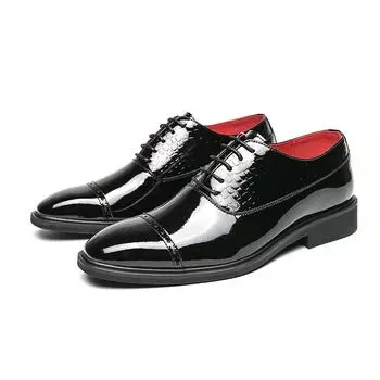 New Men s Wedding Shoes Black Gold Patent Leather Derby Shoes Lace-up Solid Business Formal Shoes for Men Size 38-46 38 чёрный
