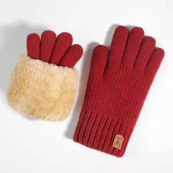 New Men s Winter Double Layer Touch Screen Gloves for Warmth and Cold Protection Plus Velvet Thickened Wool Knitted Gloves Onesize