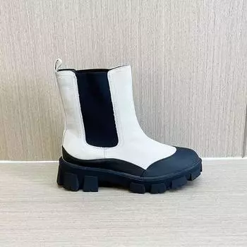 New Men s Youth Thick Sole Shoes Fashion Sleeve Casual Leather Boots Round Head 36 белый