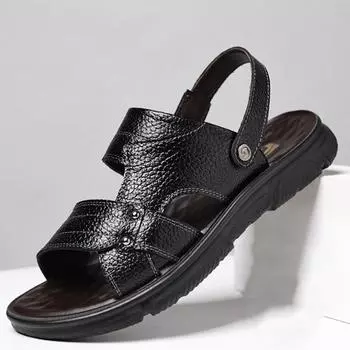 New Men Sandals Summer Outdoor Beach Shoes Casual Beach Hiking Sandalen Non Slip Zapatillas Hombre Water Shoes 38 чёрный