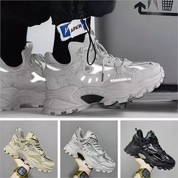 New Men Shoes Sneakers Breathable Damping Sports Shoes Men Casual Shoes Thick Sole Running Outdoor Walking Shoes Sport Sneakers 39 белый