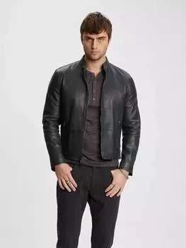 Новая мужская стильная куртка черного цвета из натуральной овчины, мягкая ручная работа из овчины S чёрный