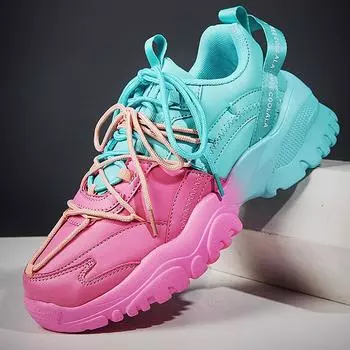 New Men Trendy Sneakers Mix Colors Lace-up Men Chunky Shoes Designer Sneakers Spring Autumn Platform Trainers chaussure homme 39