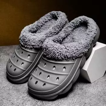New Men Winter Home Warmth Cotton Slippers Flat Flat Lightweight Couple Bedroom Soft Plush Baotou Cotton Shoes Men s Slippers 36 белый