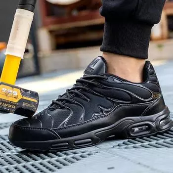 Новые мужские рабочие кроссовки, легкие защитные ботинки, мужские рабочие ботинки с защитой от проколов, обувь со стальным носком, высококачественная неразрушимая защитная обувь 38 чёрный