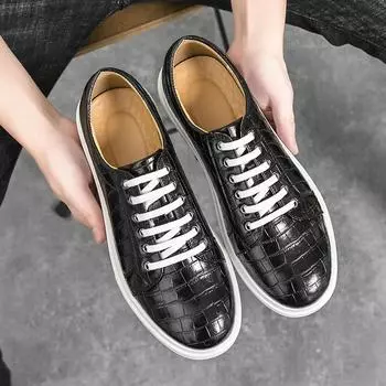 New Mens Fashion Leather Shoes 2024 High Quality Business Casual Shoes Designer Dress Shoes Walking Sport Shoe Tennis Sneakers 38 чёрный