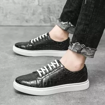 New Mens Fashion Leather Shoes 2024 High Quality Business Casual Shoes Designer Dress Shoes Walking Sport Shoe Tennis Sneakers 38 чёрный