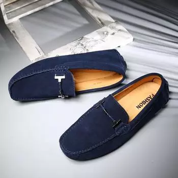 New Mens Loafers Summer Comfy Breathable Slip On Walking Casual SHoes Luxury Handmade Suede Leather Driving Boat Shoe Moccasins 38 чёрный