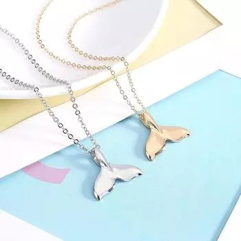 New Mermaid Whale Dolphin Tail Silver/Gold Pendant Necklaces Women Jewelry Necklace for Women Cross Necklace 2023 Light Yellow Gold Color
