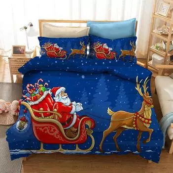 New Merry Christmas Gift 3D Christmas Santa Bedding Set Queen Twin Single Size Duvet Cover Set Pillowcase Home Textile Luxury EU single(135x200cm)