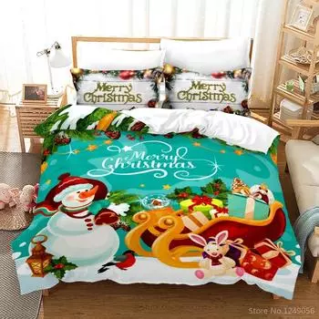 New Merry Christmas Printed 3d Bedding Set Boys/Girls/Adult Elegant Christmas Gift Twin Full Queen King Size for Bedroom Decors 135x200cm