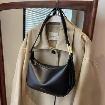 New messenger bag women s 2024 new retro dumpling bag commuting light armpit bag simple casual shoulder bag чёрный