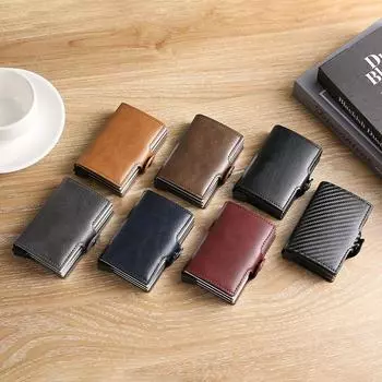 Новый металлический набор карточек, кошелек для карточек, интегрированный алюминиевый сплав, подвижный, портативный, размагничивающий зажим для карточек, мужской футляр для визиток чёрный