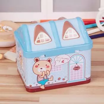 New Metal House Shape Piggy Bank Coin Safe Storage Box Child Piggy Banks Key Lock Money Box Creative Children Gift розовый