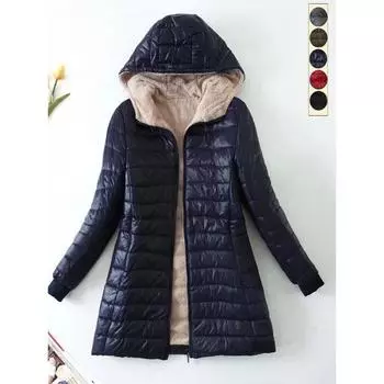 Новая корейская версия средней длины с капюшоном женские куртки осень-зима средней длины офисные хлопковые пальто теплые парки из овечьего флиса S серый