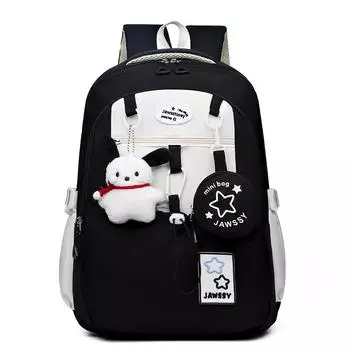 New middle and high school cartoon backpack, female primary and secondary school student schoolbag, large-capacity versatile outdoor travel backpack чёрный