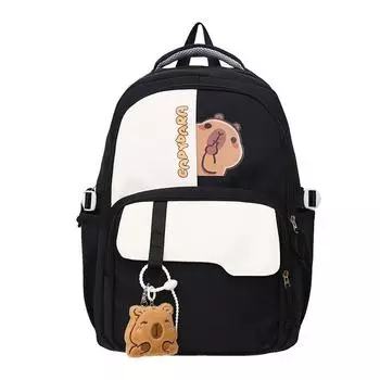 New middle and high school student schoolbag leisure large capacity college style backpack cartoon cute travel backpack no pendant чёрный