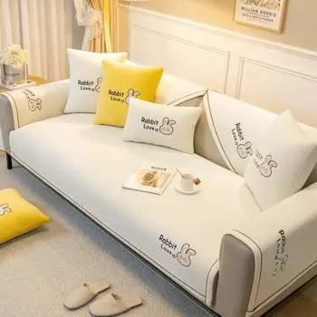 new milk fleece sofa cushion autumn and winter plush cartoon seat cushion fixed non-slip sofa cover winter cover 70*70cm