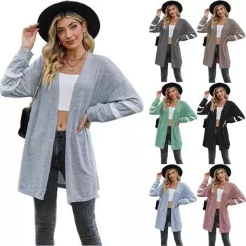 New Minimalist And Versatile Commuting Casual Women S Long Sleeved Sweatshirt Jacket Knitted Cardigan Jacket S розовый