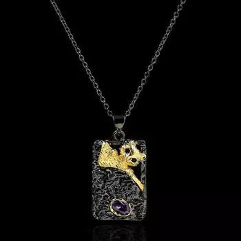 New Minimalist Cat Necklace with Geometric Diamond-encrusted Pendant