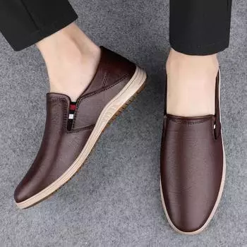 New Moccasins Handmade Slip-ons Flat All-match Genuine Leather Men Shoes Casual Slip on Loafers Breathable Man Driving Flats 37 чёрный