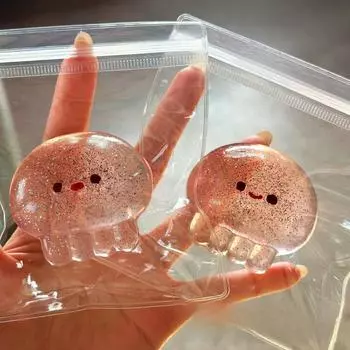 NEW Mochi Taba Squishy Kawaii Mini Cartoon Octopus Soft Sticky Clear Crystal Jellyfish Fidgeting Toy Kids Girl Gift Pendant