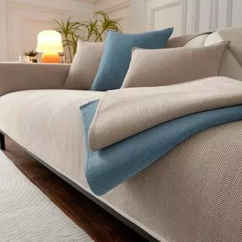 Новая современная подушка для дивана с рисунком «елочка» Four Seasons Universal Anti Slip Dust Chenille Sofa Cover Solid Color Couch Seat 70x70cm 1pcs