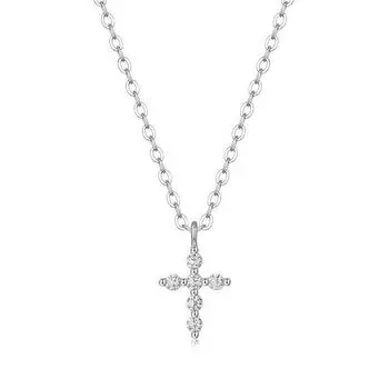 Новое ожерелье из муассанита, всего 0,6 карата, подвеска в форме креста, белое золото 18 карат, стерлинговое серебро 925 пробы, ожерелье, ювелирные изделия
