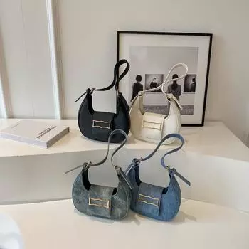 Сумка-полумесяц Женская сумка Универсальная сумка через плечо Сумка в иностранном стиле Модная одноотделенческая сумка синий