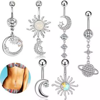 New Moon Shis Shi Navel Navel Starnal Navel Nail Human Poch Аксессуары