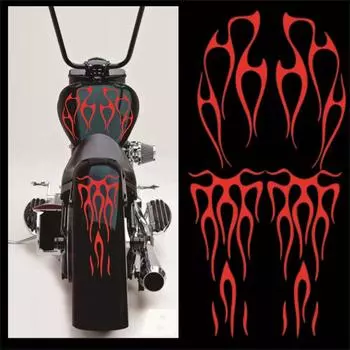 New Motorcycle Flame Sticker for Gas Tank Fender Decals Vinyl Red Color Waterproof
