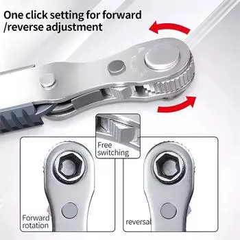 New Multifunctional Bidirectional Forward and Reverse Ratchet Screwdriver Elbow Flat Head Wrench Cross Screwdriver Slotted Tool