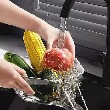 New Multifunctional Drain Basket Creative Dry Wet Separation For Household Kitchen Vegetable Fruit Washing Filter Basket прозрачный белый